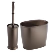 Combinação de escova de vaso sanitário e cesta de lixo mDesign Bronze