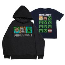 Combinação de roupas com capuz e camiseta Minecraft, pacote com 2 unidades para meninos