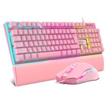 Combinação de teclado e mouse para jogos RedThunder K10 RGB rosa