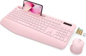 Combinação de teclado e mouse SABLUTE Wireless Ergonomic Rosa