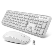 Combinação de teclado e mouse sem fio FOPETT 104 teclas brancas Combinação de teclado e mouse sem fio FOPETT 104 teclas brancas