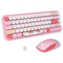 Combinação de teclado e mouse sem fio FOPETT Cute Pink Color Combinação de teclado e mouse sem fio FOPETT Cute Pink Color