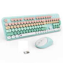 Combinação de teclado e mouse sem fio FOPETT Typewriter PinkBlue Combinação de teclado e mouse sem fio FOPETT Typewriter PinkBlue