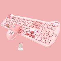 Combinação de teclado e mouse sem fio Lomiluskr Cute Cat Pink