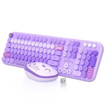 Combinação de teclado e mouse sem fio MOFII 104 teclas redondas roxas Combinação de teclado e mouse sem fio MOFII 104 teclas redondas roxas