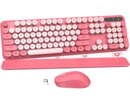 Combinação de teclado e mouse sem fio SABLUTE Pink Retro Combinação de teclado e mouse sem fio SABLUTE Pink Retro