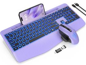 Combinação de teclado e mouse sem fio SABLUTE Recarregável Roxo Combinação de teclado e mouse sem fio SABLUTE Recarregável Roxo