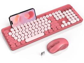 Combinação de teclado e mouse sem fio SABLUTE Retro Round Pink Combinação de teclado e mouse sem fio SABLUTE Retro Round Pink