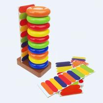 Combine e encaixe jogo educativo 10 argolas 9 gabaritos