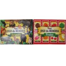 Combo 02 Jogos (Jogo da Memória Animais 26 Peças + Jogo Da Memória Frutas 26 Peças).