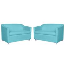 Combo 02 Namoradeira Decorativa Tilla Pés Cromados Suede Azul Turquesa - DS Estofados Combo 02 Namoradeira Decorativa Tilla Pés Cromados Suede Azul Turquesa - DS Estofados