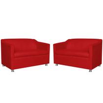 Combo 02 Namoradeira Decorativa Tilla Pés Cromados Suede Vermelho - DS Estofados