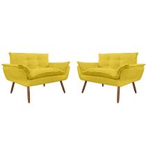 Combo 02 Namoradeira Poltrona Sofá decorativa 02 Lugares Opalla Pés Palito Amarelo - DS Estofados Combo 02 Namoradeira Poltrona Sofá decorativa 02 Lugares Opalla Pés Palito Amarelo - DS Estofados