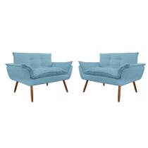 Combo 02 Namoradeira Poltrona Sofá decorativa 02 Lugares Opalla Pés Palito Azul Turquesa - DS Estofados Combo 02 Namoradeira Poltrona Sofá decorativa 02 Lugares Opalla Pés Palito Azul Turquesa - DS Estofados