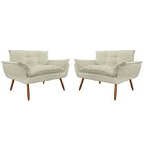 Combo 02 Namoradeira Poltrona Sofá decorativa 02 Lugares Opalla Pés Palito Bege - DS Estofados Combo 02 Namoradeira Poltrona Sofá decorativa 02 Lugares Opalla Pés Palito Bege - DS Estofados