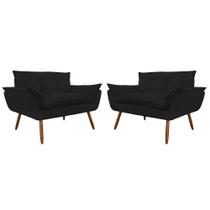 Combo 02 Namoradeira Poltrona Sofá decorativa 02 Lugares Opalla Pés Palito Preto - DS Estofados Combo 02 Namoradeira Poltrona Sofá decorativa 02 Lugares Opalla Pés Palito Preto - DS Estofados