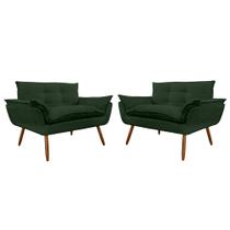 Combo 02 Namoradeira Poltrona Sofá decorativa 02 Lugares Opalla Pés Palito Verde - DS Estofados Combo 02 Namoradeira Poltrona Sofá decorativa 02 Lugares Opalla Pés Palito Verde - DS Estofados