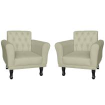 Combo 02 Poltrona Decorativa Classic Pés Luis XV Suede Bege - DS Estofados Combo 02 Poltrona Decorativa Classic Pés Luis XV Suede Bege - DS Estofados