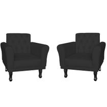 Combo 02 Poltrona Decorativa Classic Pés Luis XV Suede Preto - DS Estofados Combo 02 Poltrona Decorativa Classic Pés Luis XV Suede Preto - DS Estofados