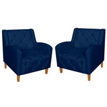 Combo 02 Poltrona Decorativa Munique Pés Trapézio Suede Azul Marinho - DS Estofados Combo 02 Poltrona Decorativa Munique Pés Trapézio Suede Azul Marinho - DS Estofados