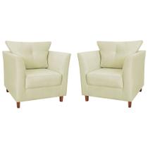 Combo 02 Poltronas Decorativa Isis Pés de Madeira Suede Bege - DS Estofados Combo 02 Poltronas Decorativa Isis Pés de Madeira Suede Bege - DS Estofados