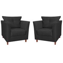 Combo 02 Poltronas Decorativa Isis Pés de Madeira Suede Preto - DS Estofados Combo 02 Poltronas Decorativa Isis Pés de Madeira Suede Preto - DS Estofados