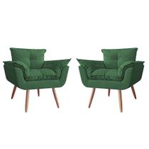 Combo 02 Poltronas Decorativa Opalla Pés Palito Suede Verde - DS Estofados Combo 02 Poltronas Decorativa Opalla Pés Palito Suede Verde - DS Estofados