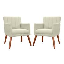 Combo 02 Poltronas Decorativas Cecilia Pés Palito Suede Bege - DS Estofados Combo 02 Poltronas Decorativas Cecilia Pés Palito Suede Bege - DS Estofados