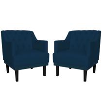 Combo 02 Poltronas Decorativas Clássica Pés Trapézio Suede Azul Marinho - DS Estofados Combo 02 Poltronas Decorativas Clássica Pés Trapézio Suede Azul Marinho - DS Estofados