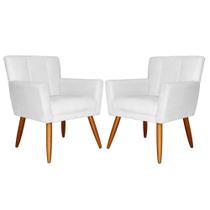 Combo 02 Poltronas Decorativas Onix Suede Branco - DS Estofados