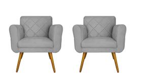 Combo 02 Poltronas Estofadas Decorativas Para Quarto Closet Isabella Suede Cinza- LM DECOR Combo 02 Poltronas Estofadas Decorativas Para Quarto Closet Isabella Suede Cinza- LM DECOR
