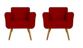 Combo 02 Poltronas Estofadas Decorativas Para Quarto Closet Isabella Suede Vermelho- LM DECOR Combo 02 Poltronas Estofadas Decorativas Para Quarto Closet Isabella Suede Vermelho- LM DECOR