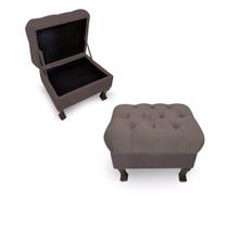 Combo 02 Puffs Baú Retrô Luis Xv Capitonê Marrom - DS Estofados Combo 02 Puffs Baú Retrô Luis Xv Capitonê Marrom - DS Estofados