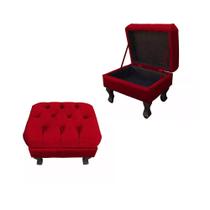 Combo 02 Puffs Baú Retrô Luis Xv Capitonê Vermelho - DS Estofados Combo 02 Puffs Baú Retrô Luis Xv Capitonê Vermelho - DS Estofados