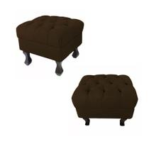 Combo 02 Puffs Retrô Luis Xv Capitonê Marrom - DS Estofados Combo 02 Puffs Retrô Luis Xv Capitonê Marrom - DS Estofados