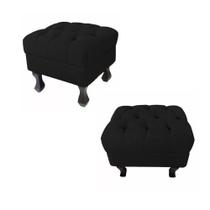Combo 02 Puffs Retrô Luis Xv Capitonê Preto - DS Estofados Combo 02 Puffs Retrô Luis Xv Capitonê Preto - DS Estofados