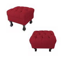 Combo 02 Puffs Retrô Luis Xv Capitonê Vermelho - DS Estofados Combo 02 Puffs Retrô Luis Xv Capitonê Vermelho - DS Estofados