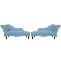 Combo 02 Recamier Namoradeira Divã Lado Direito e Esquerdo Olivia Suede Azul Turquesa - DS Estofados