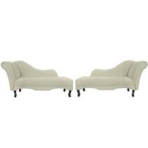 Combo 02 Recamier Namoradeira Divã Lado Direito e Esquerdo Olivia Suede Bege - DS Estofados