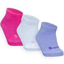 Combo 03 Pares de Meia Colors Para Bebê: Branca, Lilás e Pink 06 a 12 meses Combo 03 Pares de Meia Colors Para Bebê: Branca, Lilás e Pink 06 a 12 meses