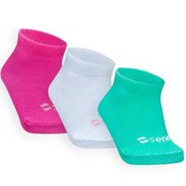 Combo 03 Pares de Meia Colors Para Bebê: Branca, Pink e Verde Jade 06 a 12 meses