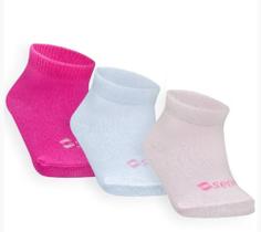 Combo 03 Pares de Meia Colors Para Bebê: Branca, Rosa e Pink 06 a 12 meses