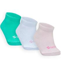 Combo 03 Pares de Meia Colors Para Bebê: Branca, Rosa e Verde Jade 06 a 12 meses