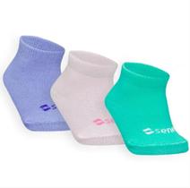 Combo 03 Pares de Meia Colors Para Bebê: Rosa, Lilás e Verde Jade 06 a 12 meses