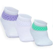 Combo 03 Pares de Meia Persa Para Bebê: Branca, Verde e Lilás 0 a 06 Meses