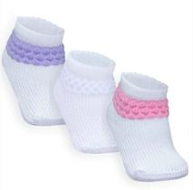 Combo 03 Pares de Meia Persa Para Bebê: Lilás, Rosa e Branca 0 a 06 Meses