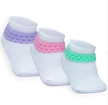 Combo 03 Pares de Meia Persa Para Bebê: Verde, Rosa e Lilás 0 a 06 Meses