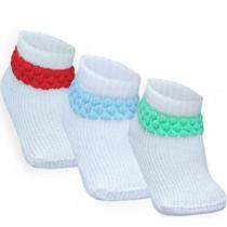 Combo 03 Pares de Meia Persa Para Bebê: Vermelho, Azul e Verde 0 a 06 Meses
