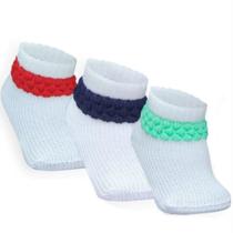 Combo 03 Pares de Meia Persa Para Bebê: Vermelho, Azul Marinho e Verde 0 a 06 Meses