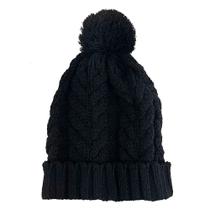 Combo 03 Touca De Frio Com Pompom Preta Gorro De Lã Tricot